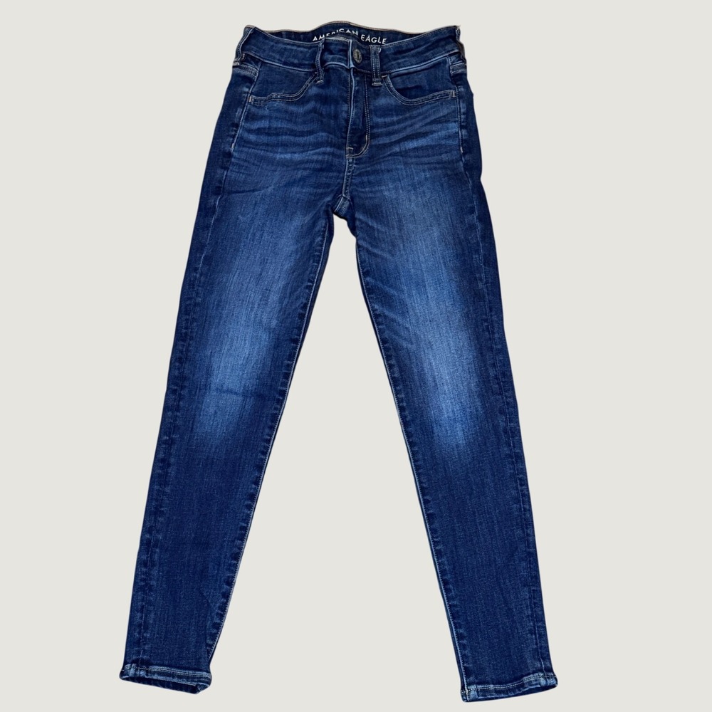 American Eagle Hi-Rise Jegging Womens 2 Short Blue Next Level Stretch Jeans